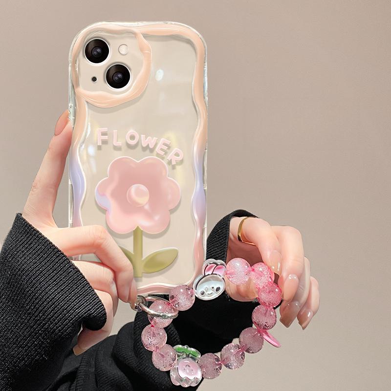 Gradient Flower Bracelet Suitable for Apple 15 Mobile Phone Case IPhone14/13/12/11 Transparent Silicone Xsmax Soft