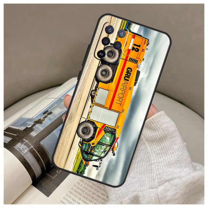 Fire Truck Case For Oppo A74 A94 A54 A18 A38 A58 A78 A98 A80 A60 A40 A96 A76 A16 A15 A17 A57 A77 A5 Pro