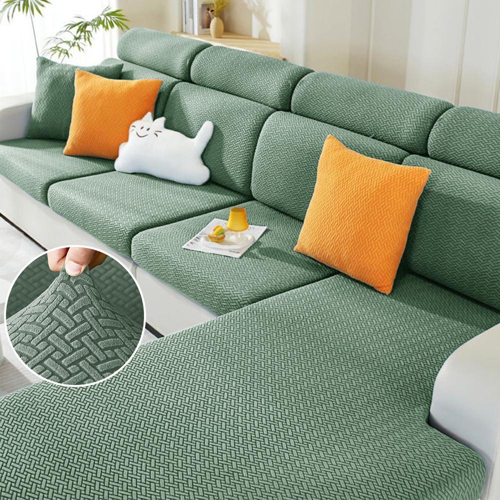 Jacquard Sofa Covers Solid Colors Seat Cushion Cover Living Room Washable Spandex Sofa Couch Slipcover L-Shaped Chaise Longue