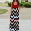 Womens Striped Long Boho Dress Lady Beach Summer Sundrss Maxi Dress Plus Size