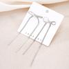 Fashion Bowknot Earrings for Women Vintage Simple Gold Silver Color Long Tassel Bow Drop Earrings Statement Jewelry Girls Gifts