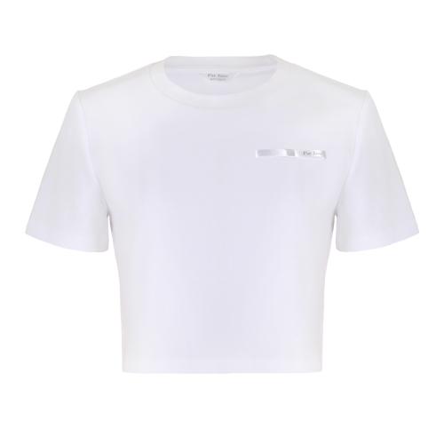 Peojein Ribbon Logo Crop T-Shirt - White White/Free