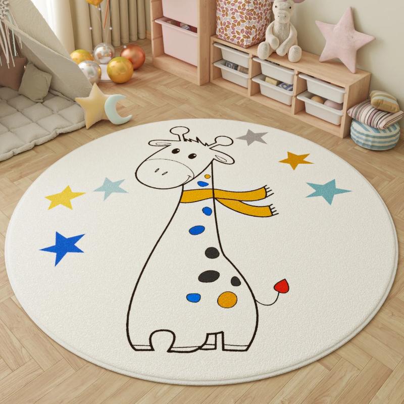 Fluffy Soft Lounge Floor Mat Animal Patterns Rugs for Bedroom Thick Plush Living Room Decoration Round Carpet Washable Study Rug