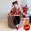 Girls' Winter 2025 New Year's Outfit with Fur Trim - Festive Baby Girl Clothing Set