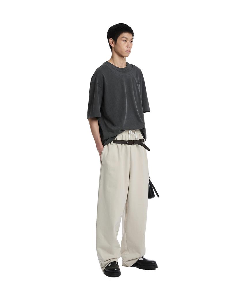 TRUNK PROJECT Double Neck Layered T-Shirt_Grey