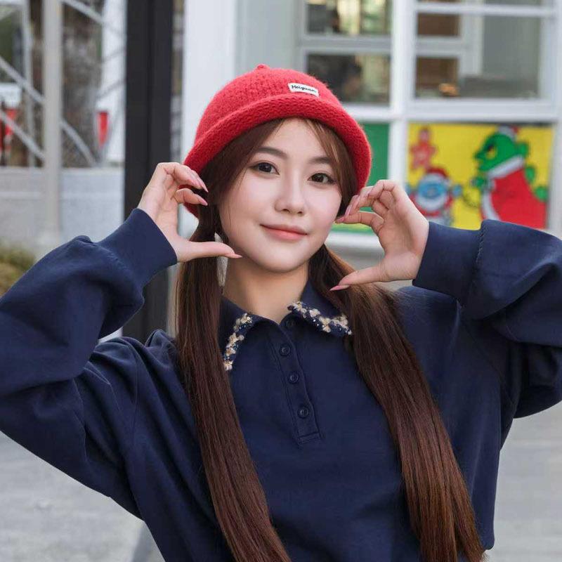 Children S Hats Autumn And Winter Cute Fashion Knitted Wool Hats Men S And Women S Thickened Thermal Ear Protectors Pullover Hats One size fits all красный