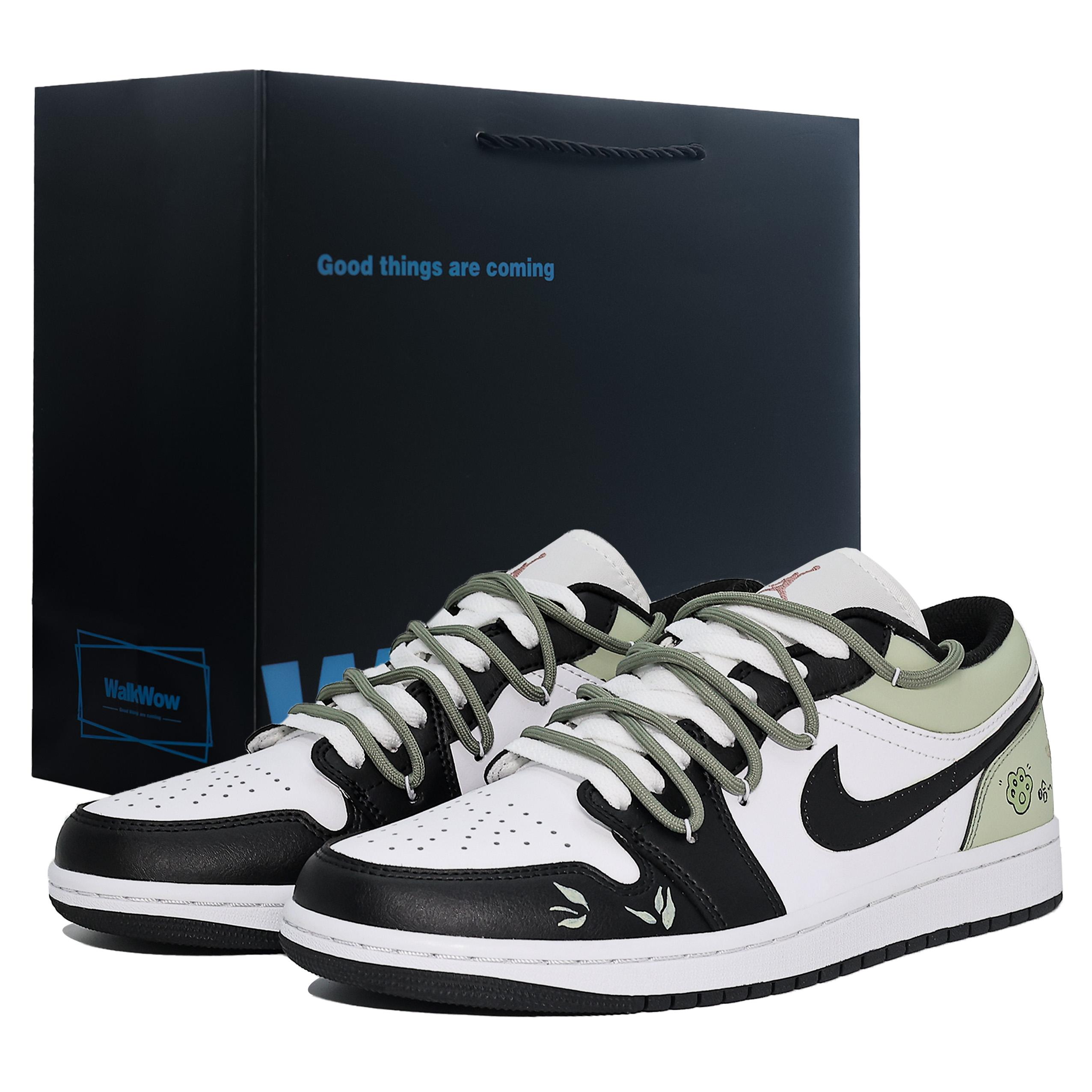 

Jordan Air Jordan 1 Abrasion Resistant Low top Vintage Basketball Shoes Unisex Black Green White 553558-165(Team1483-GBAG) 44