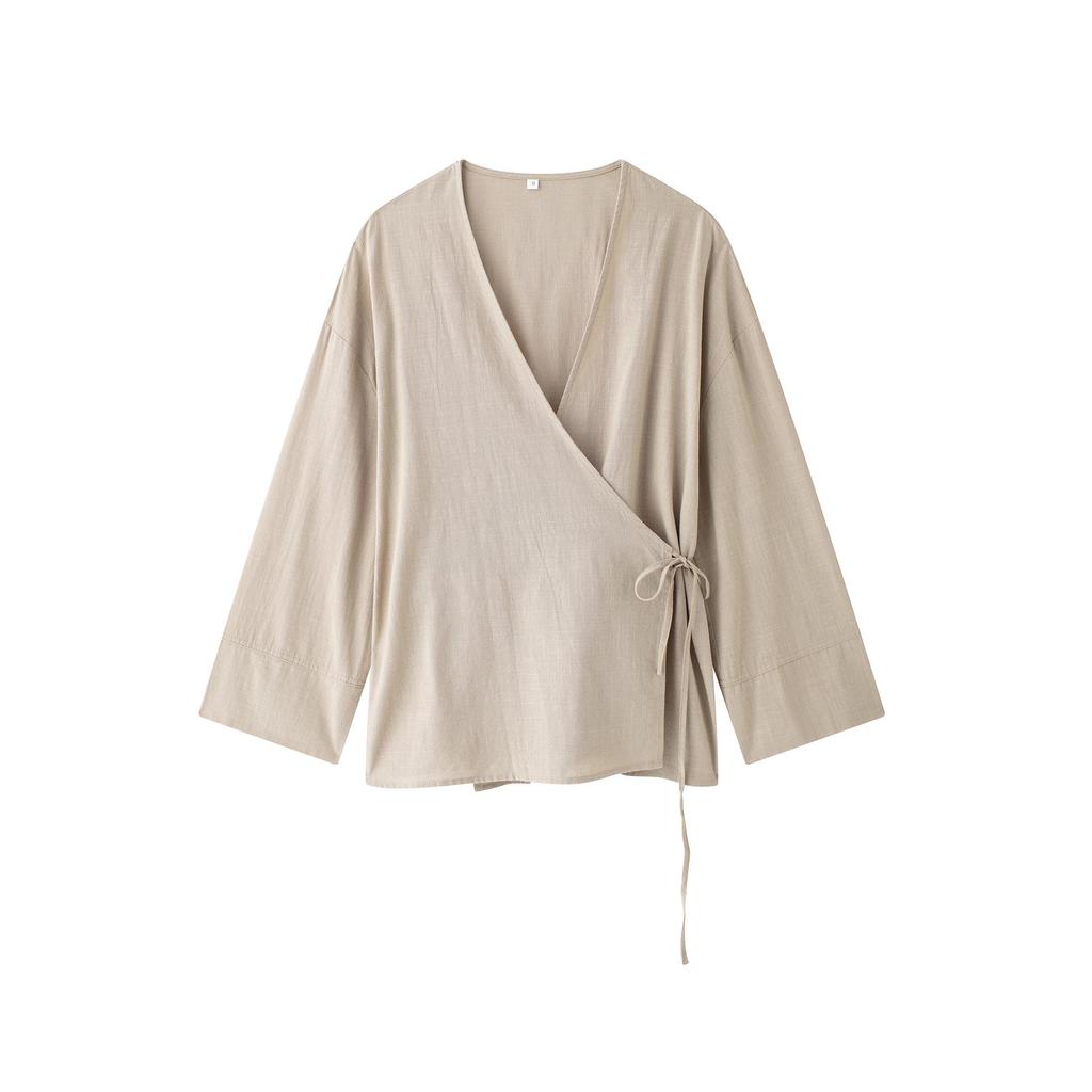 2024 Autumn Women's European & American Style Fashion Tie-Detail Shirt & Straight-Leg Pants Set