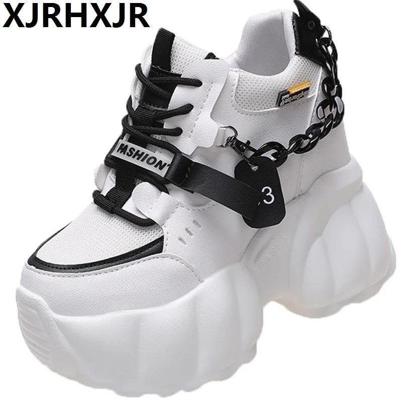 Модные женские розовые черные 10 см толстая подошва повседневные женские — фото 4