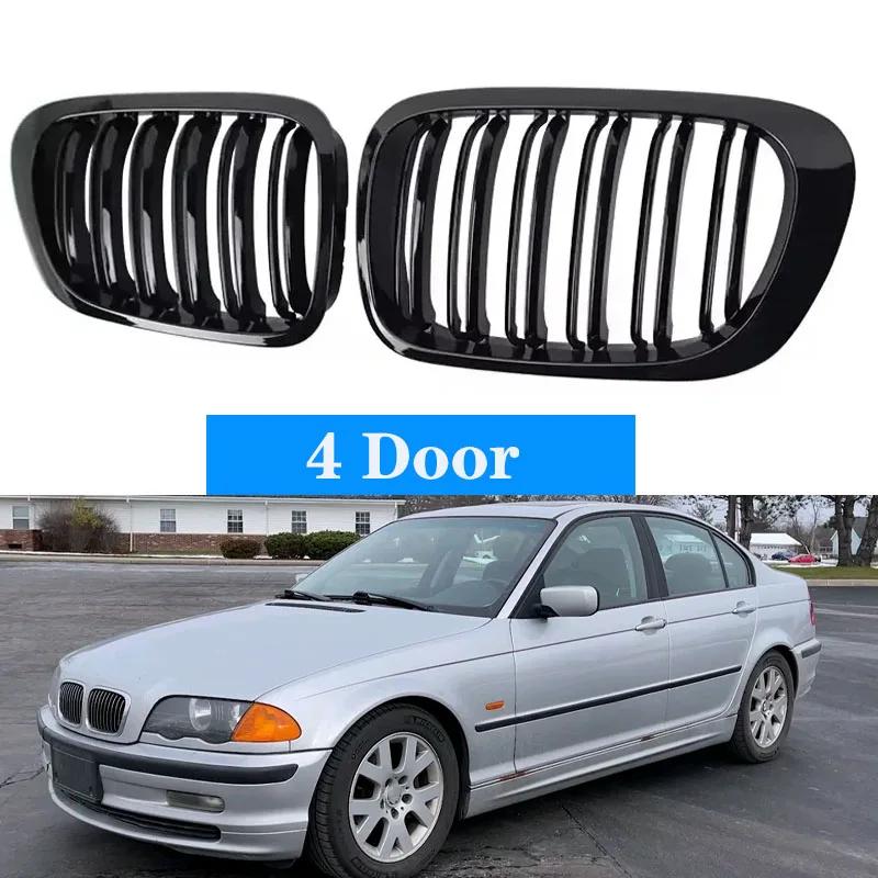 Car Front Kidney Grill Gloss Black Racing Grille Accessories For BMW 3-Series E46 318i 320i 325i 330i 1998-2001 2/4 Doors 4 Door Gloss Black