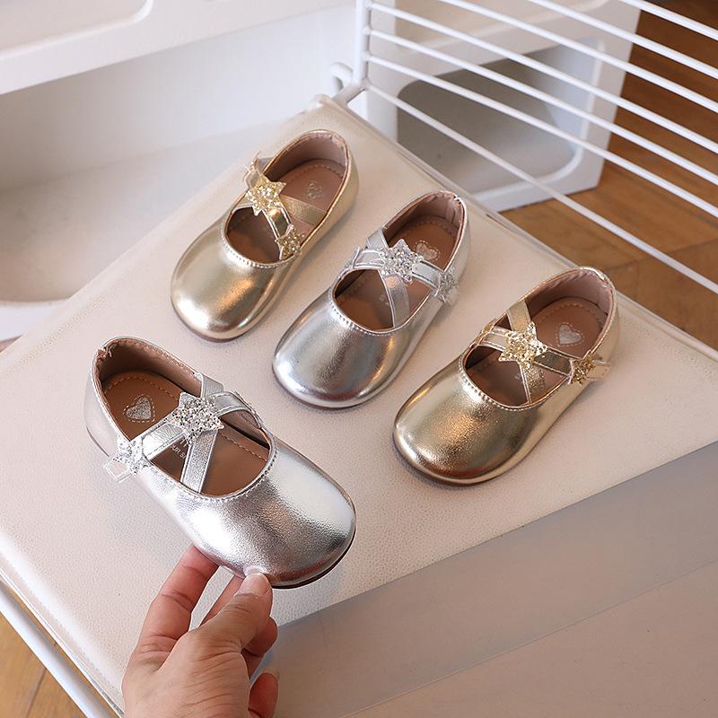2026 Spring/Autumn Girls' Leather Star Dance Princess Shoes