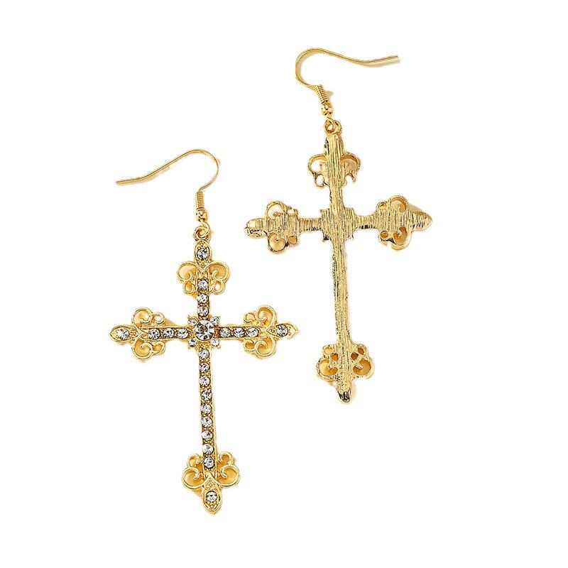 European & American Style Diamond Inlaid Cross Earrings for Women