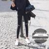 Twillové zeštíhlující černé tužkové kalhoty pro ženy - Jarní a podzimní roztrhaný styl