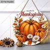 Happy Thanksgiving Pumpkin Round Wooden Hanging Sign, Autumn Door Wall Decor