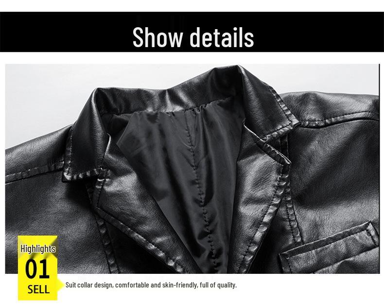 Korean Slim Fit Men's Leather Jacket – Spring/Autumn Business Casual Biker Style