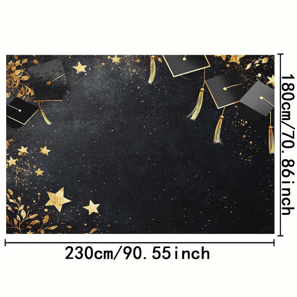 One graduation background cloth, decorated with graduation caps, tassels and star patterns - elegant graduation decoration