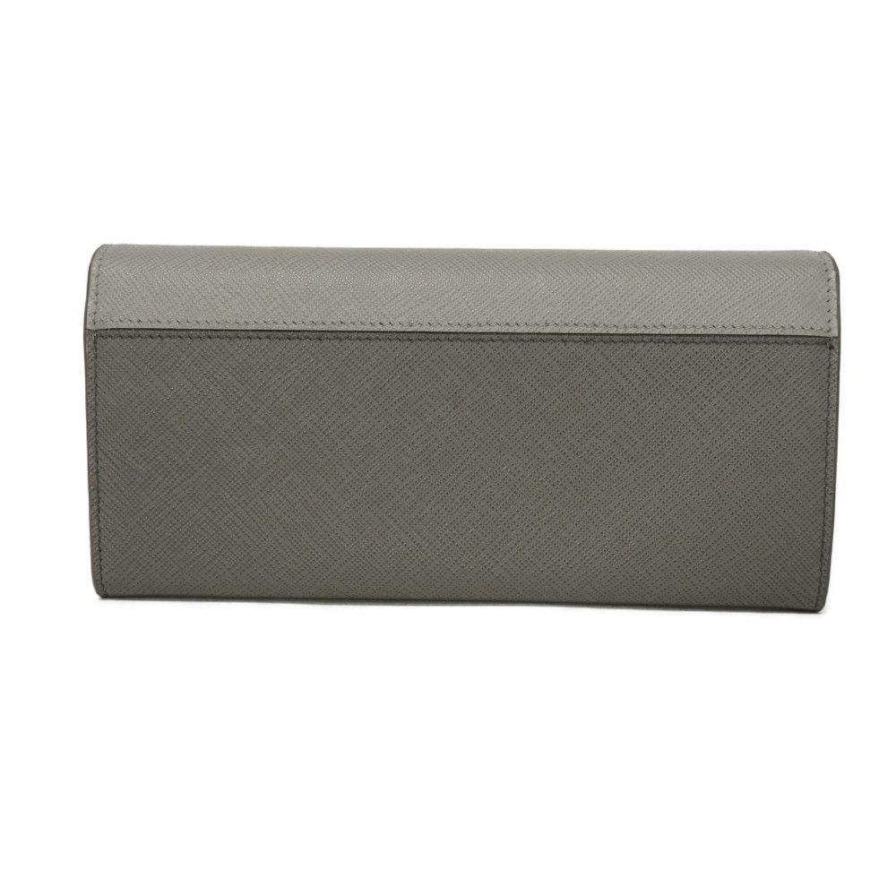 Used 11569 Saffiano Stripe Long Flap Wallet 1MH132 2E3O F0PGW 7941 Nube Gray Unused Logo Marumo Unisex from Japan