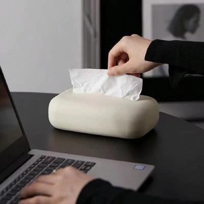 Nordic Tissue Box Cover Soft Silicone Reusable Wet Tissue Case Beige Tissue Box Holder Bathroom Livingroom Kitchen Decoration Tissue Box Holder
