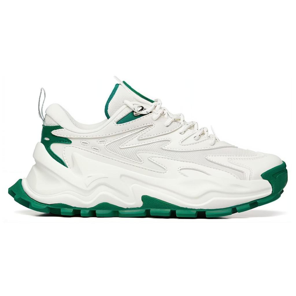 Anta Tecido Quente Camurça Dupla Camada Retrô Resistente ao Desgaste Tênis Casual de Cano Baixo Feminino Branco Verde 122148880R-5