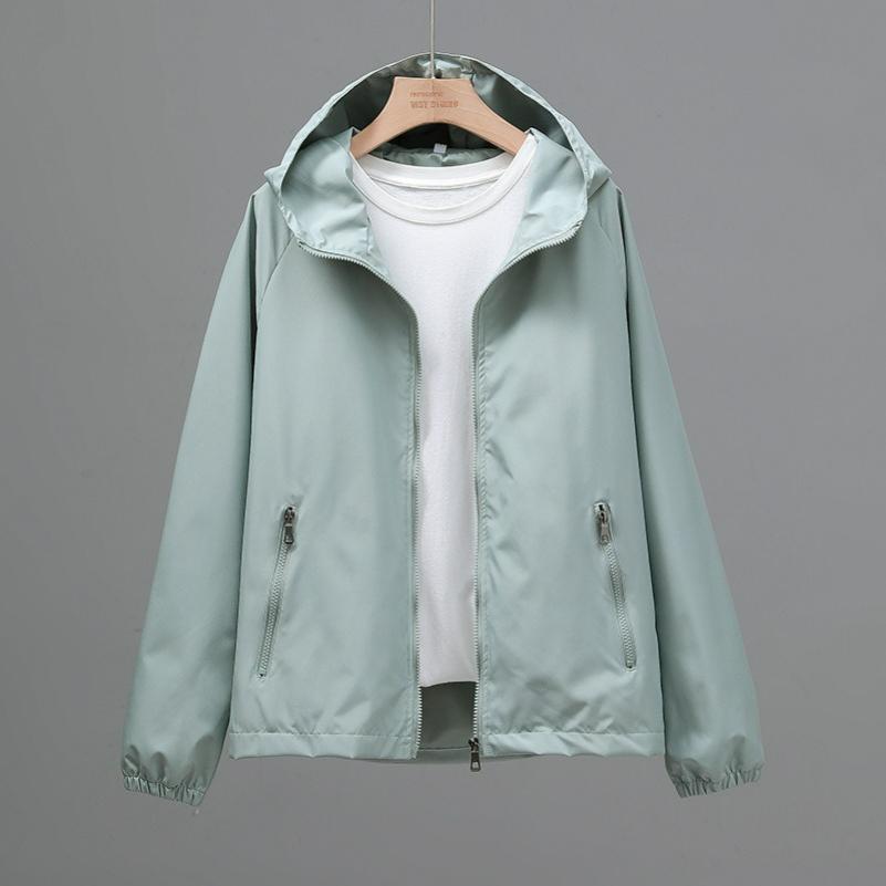 Spring and Autumn Jacket Women's Short Casual Jacket Loose Large Size Hooded Top Thin Jacket