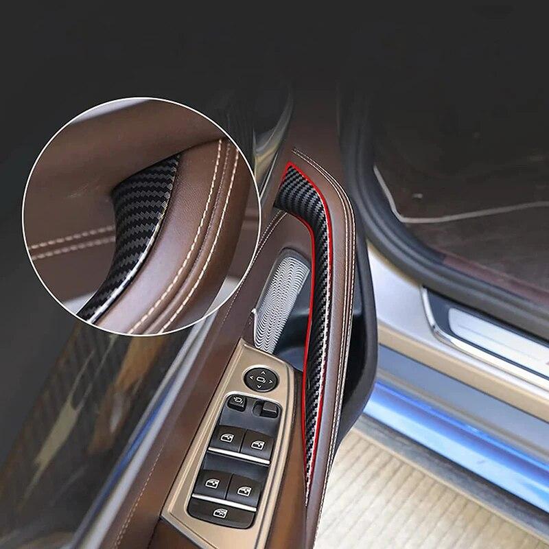 Pentru BMW Seria 5 G30 G38 2018-2023 din fibră de carbon neagră, panou interior al ușii mașinii, capac pentru mâner, garnitură de protecție