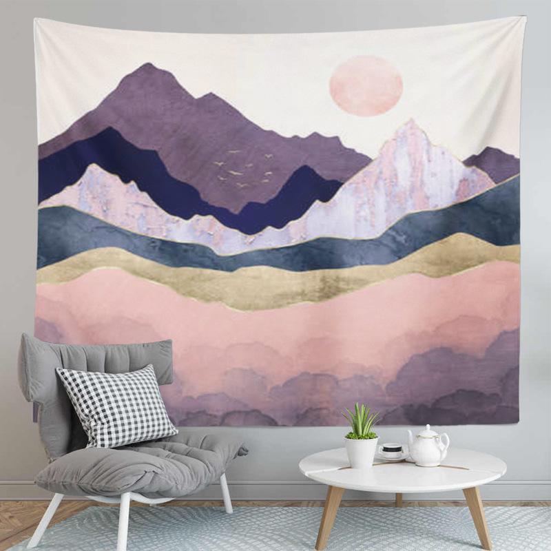 Karda Sunrise Mountain Print Pattern Tapestry Home Living Room Bedroom Wall Decor Backdrop Cloth Tapestry