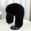 Thickened Winter Outdoor Imitation Fox Fur Warm Windproof Women's Plush Ski Face Small Ear Protection Hat