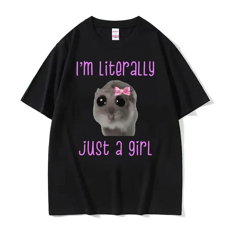 Funny Trendy Cute Sad Hamster Meme T Shirt Men Women Summer Fashion Vintage Tee Shirt Casual Oversized Breathable Top