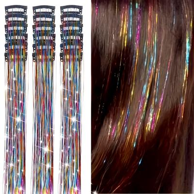 12 teile/satz Glänzende Themen Glitter Haar Lametta Kit Multicolor Seide Haar Glitter String Extensions Zubehör Für Frauen Kopfschmuck
