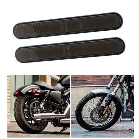 2x Motorcycle Front Fork Reflector Safety Sticker Smoked Fit For Harley Softail
