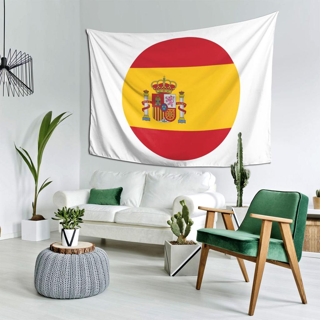 Spain Spanish Flag Round Tapestry Decor Art Aesthetic Tapestries for Living Room Bedroom Home Wall Cloth Wall Hanging