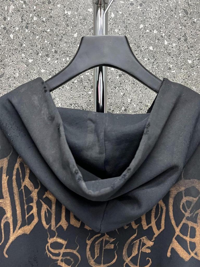 23SS B Marke Sanskrit Flamme Reißverschluss Hoodie - Lockere Passform Lässige Jacke