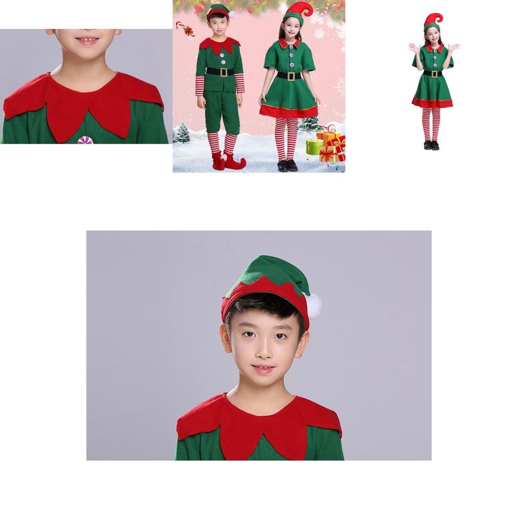 Christmas Elf Kid Cosplay Costume Couple Outfit Fancy Dress Xmas Party Play Role