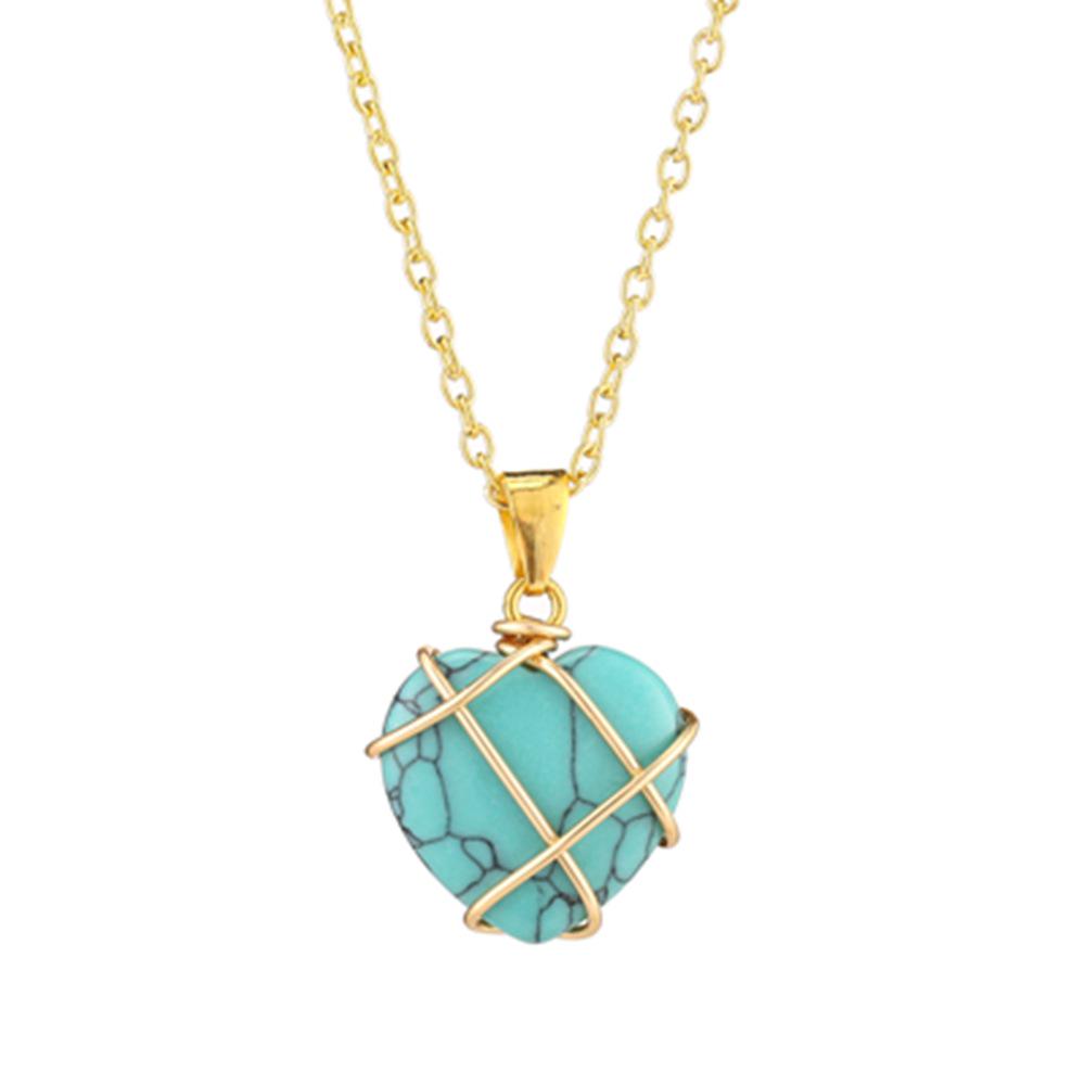 Crystal Heart Necklace with Natural Colored Gemstone Pendant - DIY Wire-Wrapped Heart Shape
