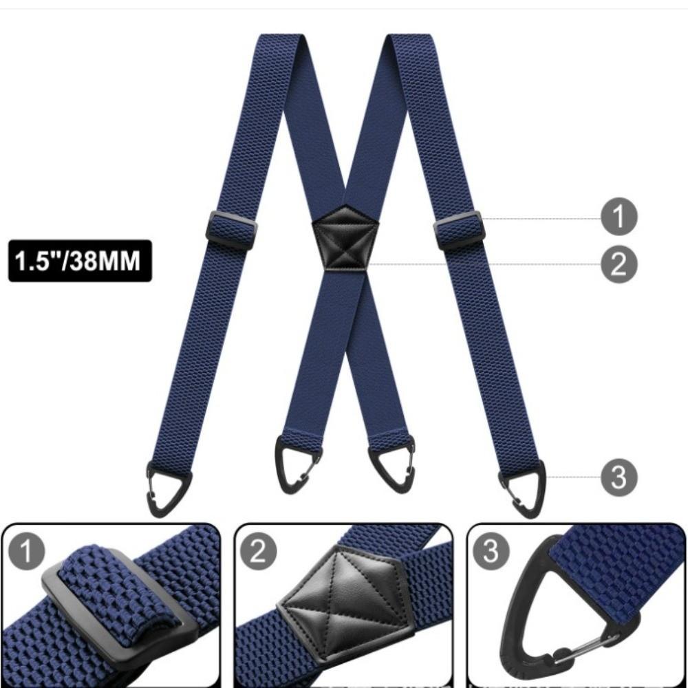 With 4 Gripper Clasps X-Type Suspenders Heavy Duty Adjustable Suspenders Work Suspenders  Business