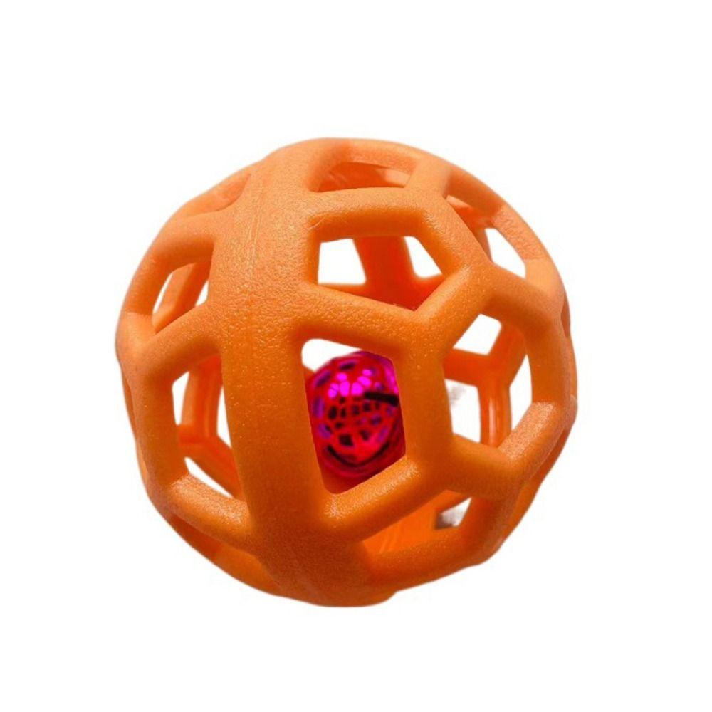 

Rubber Colorful Cat Balls Hollow Out Horse Feeding Ball Cat Toys Lattice Balls Relieve Anxiety orange-with bell
