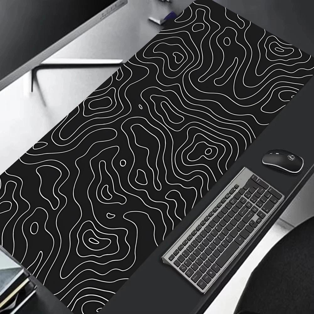 Xxl Desk Mat Black And White Strata Liquid Mousepad Large Abstract Mouse Pad Gaming Deskmat With Lockedge Office NonSlip Xaxc