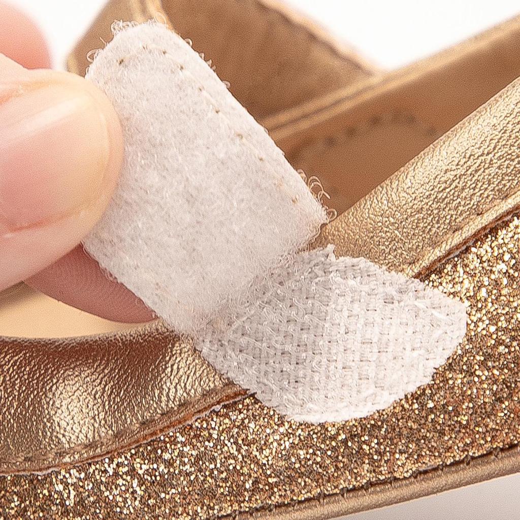 Gold Edge Sequin Bow Princess Toddler Shoes - Non-slip Soft Sole Baby Footwear