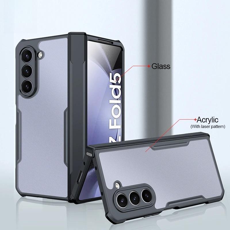 Foldable Case for Samsung Galaxy Z Fold 3 4 5 6 Fold 7 Airbag Shockproof Shell Glass&PC&TPU Protection Cover