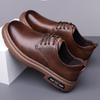 Retro New Men's Leather Shoes Handmade Business Casual Workwear Men Shoes Solid Color Lace Up Soft Sole Breathable Sports Shoes
