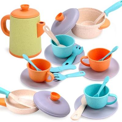 Pretend Play Kitchen Set for Kids Ages 2-3, Educational Toy with Cookware, Pots & Pans, Cookware, and Afternoon Tea Set. A Great Gift for Boys and Gir