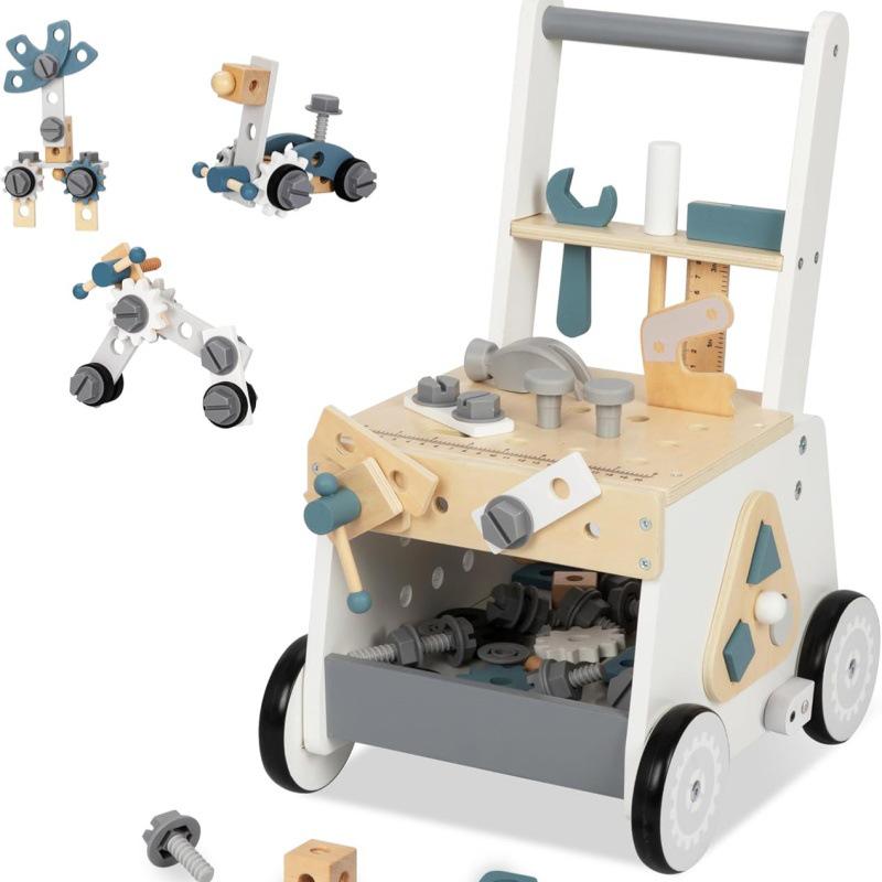 3-in-1 Wooden Baby Walker Stroller and Push Toy for First Steps - Ideal First Birthday Gift