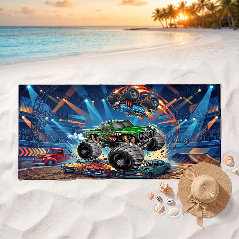 Monster Truck (5) Soft and comfortable beach towel perfect for vacations and poolside use an ideal gift for summer holidays
