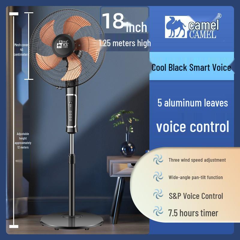 Camel Copper Electric Oscillating Floor Fan with Timer & Remote - Low Noise Industrial Stand Fan