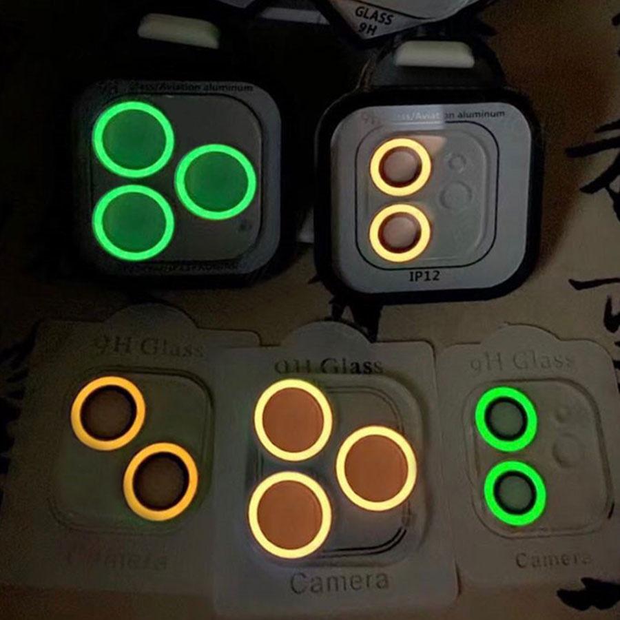 Für iPhone 11 12 13 14 Pro Max Luminous Kamera Objektiv Schutzring gehärtetem Glas Schutzfolie