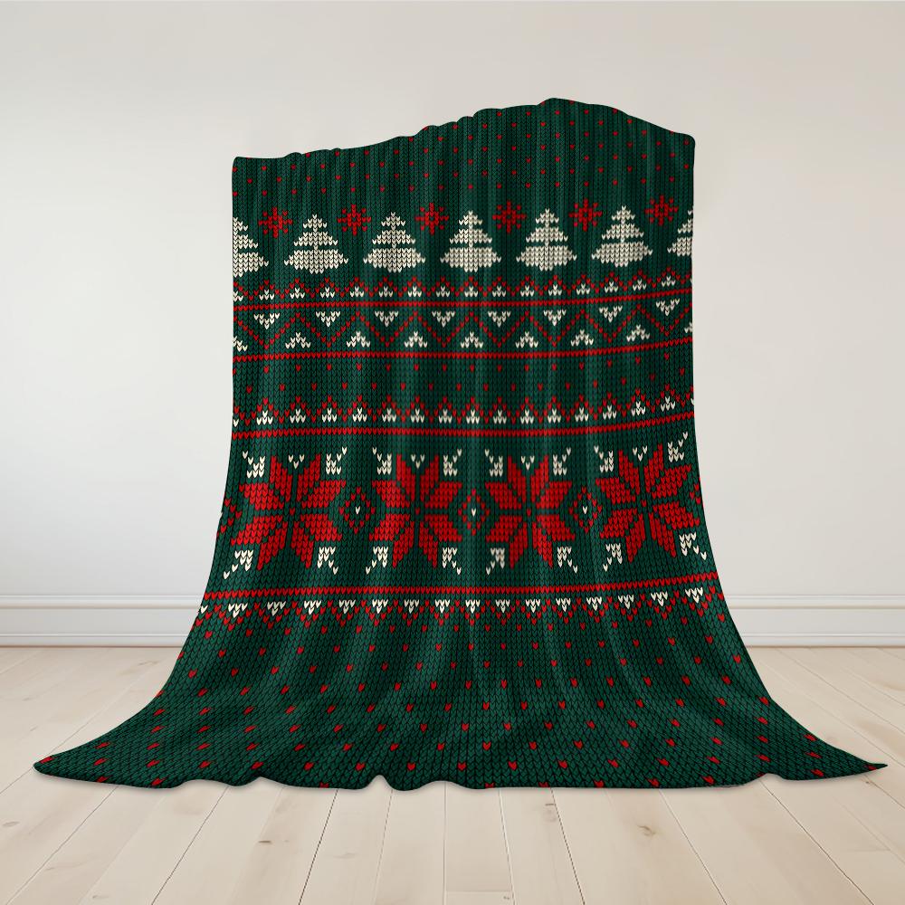 Tree Xmas Knit Flannel Blanket Warm Soft Halloween Christmas Couch Warm Cozy Decorative Decor Gift for All Season