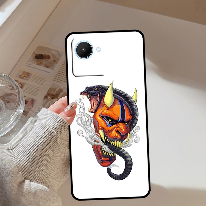 Japanese Oni Hannya Demon Mask For Realme 13 12 10 11 14 Pro Plus GT 6T 6 5 GT7 Pro C61 C55 C53 C51 C21Y C25S C75 C67 Case