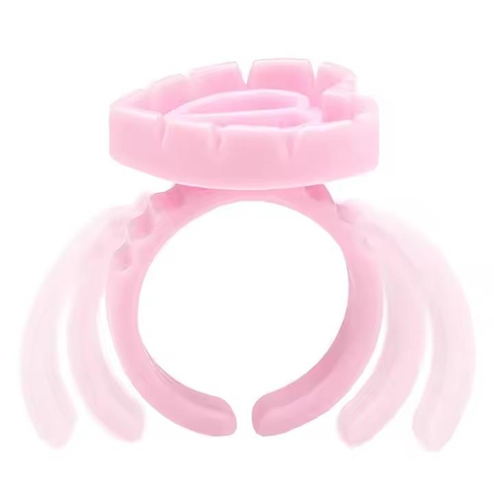 Heart 100Pcs/Bag Disposable Eyelash Extension Glue Holder Blooming Cup Tattoo Lash Glue Ring Plastic Colorful Eyelash