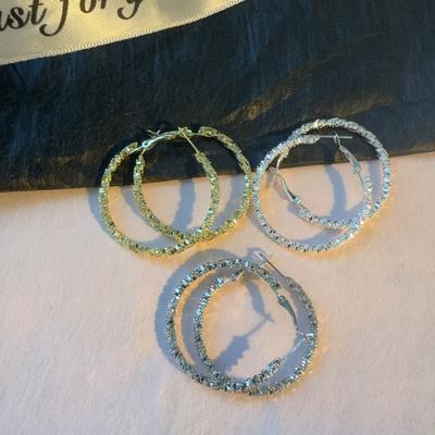 Europe and America Fashion OL Style Versatile Gold Geometric Round Earrings Female Exaggerated Ruili Circle Earrings