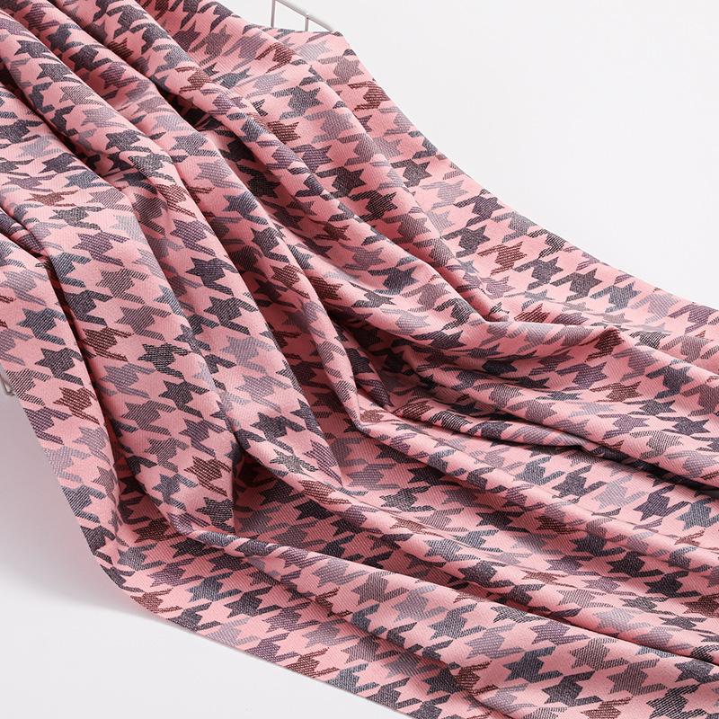 Double Sided Houndstooth Scarf for Women Winter Couple Wool Imitation Cashmere Scarf Men's Shawl Versatile Red Scarf